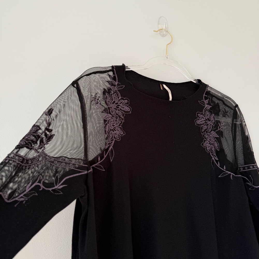 Free People Danielle Lace Shoulder Top Sz M - Picture 7 of 11